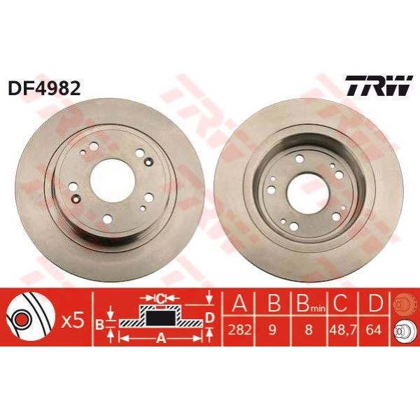 Trw Df4982 Fren Diski Arka Accord VIII 08- 