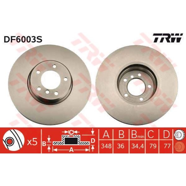 Trw Df6003S Fren Diski &Ouml;n Bmw 5 E60 E61 04- 