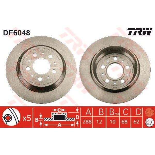Trw Df6048 Fren Diski Arka S70 96- 