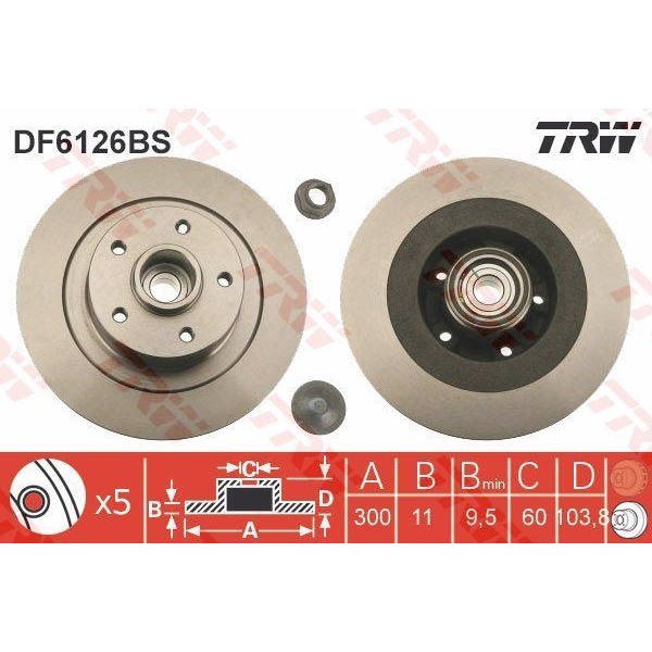 Trw Df6126Bs Fren Diski Arka Sens&ouml;r Halkası Ile Laguna Coupe Dt0 1 2.0 16V Turbo 2.0 DCI 3.0 DCI 3.5 V6 10 07- 