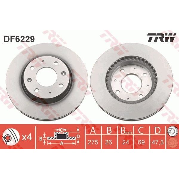 Trw Df6229 Fren Diski &Ouml;n Cerato 04- 