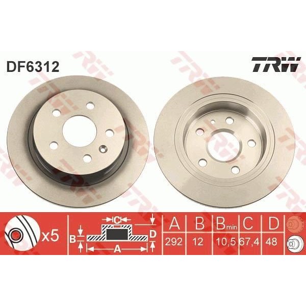 Trw Df6312 Fren Diski Arka Insignia 08-