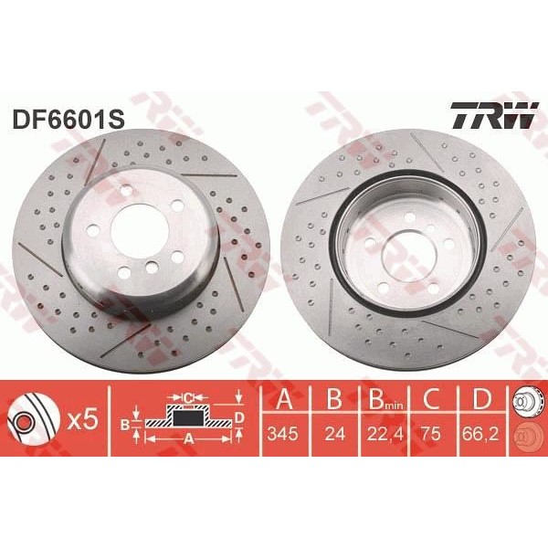 Trw Df6601S Fren Diski &Ouml;n Arka 5D 345Mm F30 F31 F34 F32 F33 F36