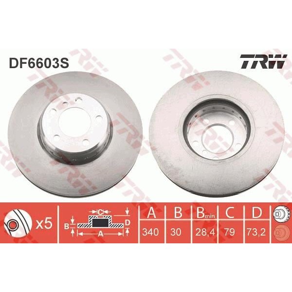 Trw Df6603S Fren Diski &Ouml;n 5D 340Mm F20 F22 F23 F30 F31 F32 F36