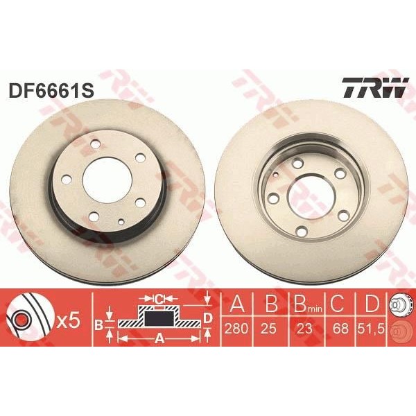 Trw Df6661S Fren Diski &Ouml;n Mazda 3 13-