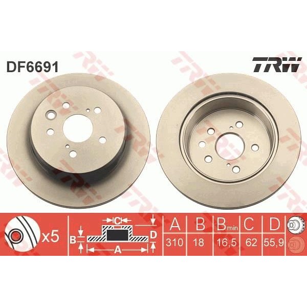 Trw Df6691 Fren Diski Arka Lexus Gs 2012 Rc 2014 