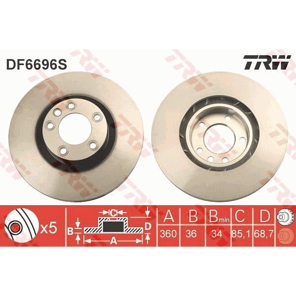 Trw Df6696S Fren Diski &Ouml;n Touareg 2010 Cayenne 2010 