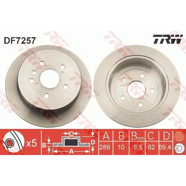 Trw Df7257 Fren Diski Arka Lexus Rx 2003-2008 
