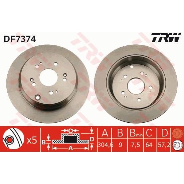 Trw Df7374 Fren Diski Arka CRV 01-