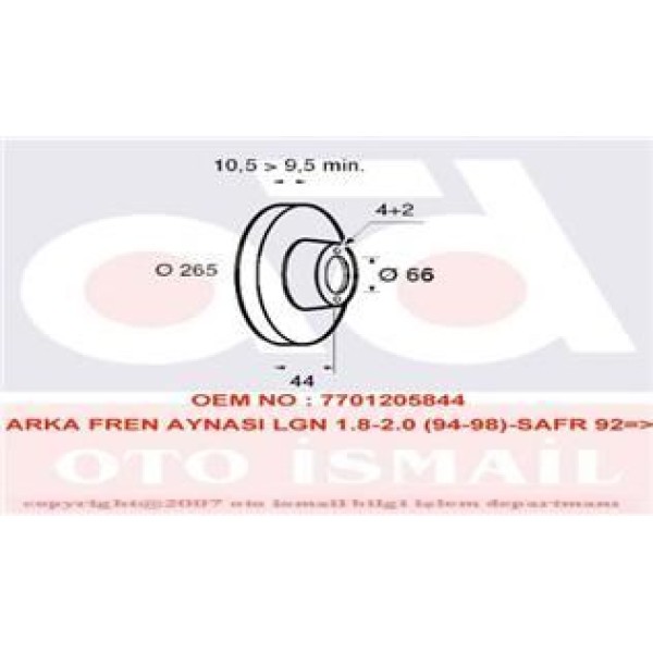 Valeo 186306 Fren Diski Arka Laguna I 95-