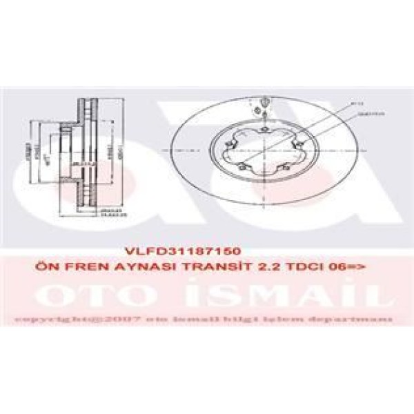 Valeo 187150 Fren Diski &Ouml;n Transit V184 06- 