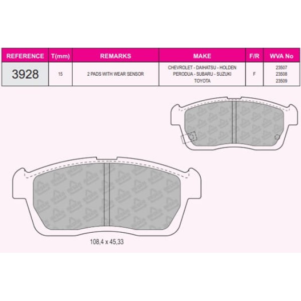 Beşer 3928 Fren Balatası &Ouml;n Pıxo 09-