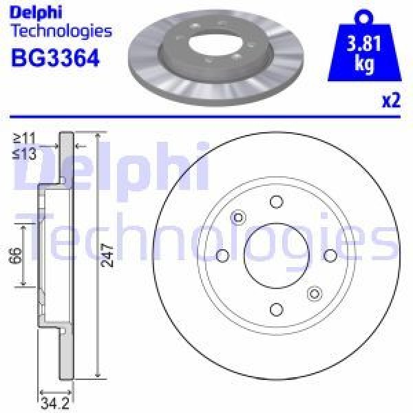Delphı Bg3364 Fren Diski Set On Citroen Xsara Peugeot 206 306 97- 