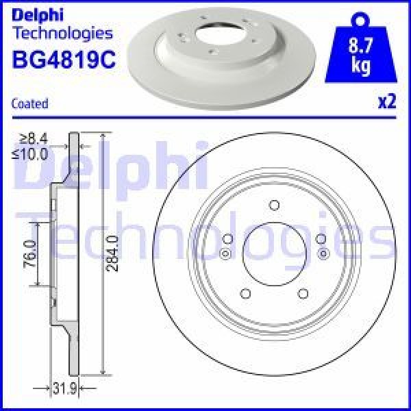 Delphı Bg4819C Arka Fren Disk Aynası Kia Soul II 14--