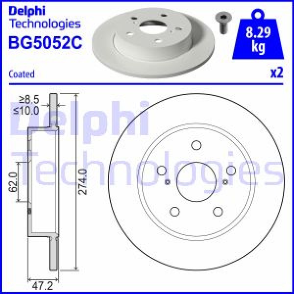 DELPHI BG5052C Fren Diski Çiftli Paket - Boyalı Toyota