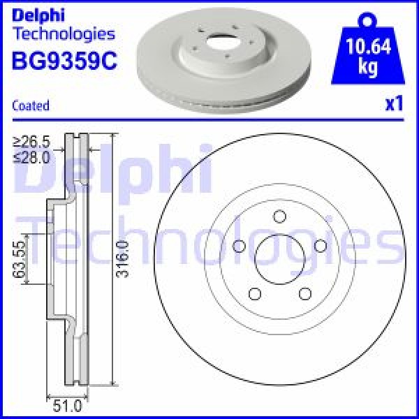 DELPHI BG9359C Fren Diski Tekli Paket - Boyalı Ford 