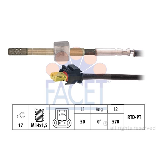 FACET 220173 Egzoz Gazı Sıcaklık Sensörü Sprinter 906 06-