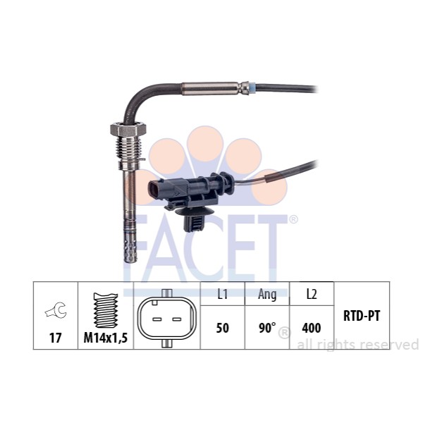 FACET 220204 Egzoz Gazı Sıcaklık Sensörü Alfa Romeo Gıulıetta II 1.6 Jtdm 10- Fiat 500X Egea Doblo 1