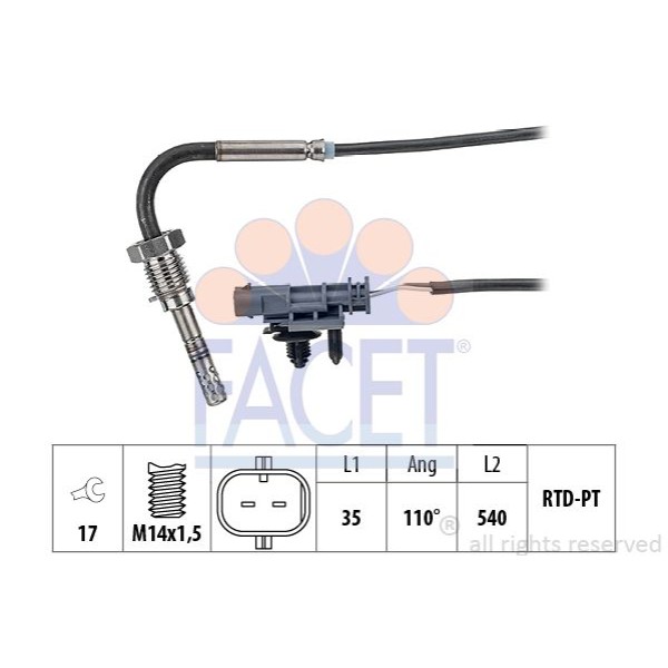 FACET 220343 Egzoz Gazı Sıcaklık Sensörü Volvo Xc40 (536) 2.0 D4 17-