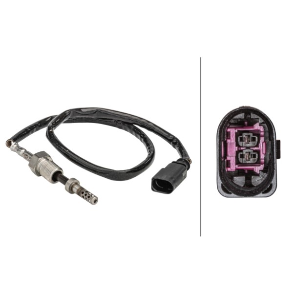 HELLA 6PT358181-141 Egzoz Sıcaklık Sensörü 2 Kutuplu Siyah Crafter 12-16 T5 10-11 Caac Caae 