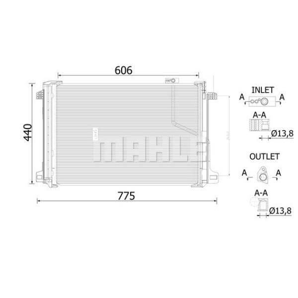 KNECHT AC786000S Klima Radyatörü (644×435×16) W204 S 204 C204 C218 C 220 Cdı C 250 Cdı M 274.910 (En 