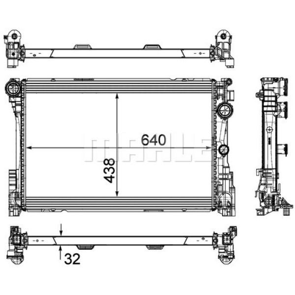 KNECHT CR1684000P Su Radyatörü (640×438×32) W204 S204 C204 C218 C 180 Cgı C 200 Cgı M 274.910 (Eno:8