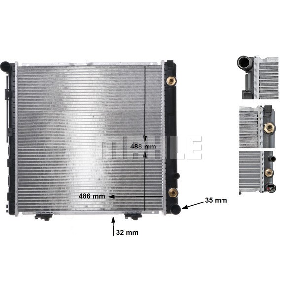 KNECHT CR291000S Su Radyatörü (487×484×42) (Otomatik) W124 S124 C124 200 E 220 E 200 Te M 111.940 (E