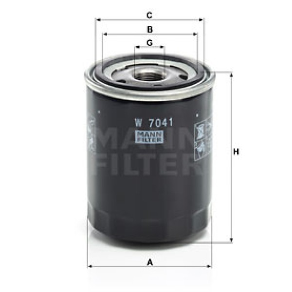 MANN W7041 Yağ Filtresi Primera 1,6Sunny B13Isuzu D-Max 03-07 4Ja1 