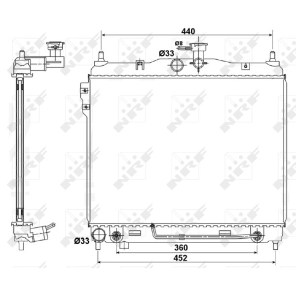 NRF 53173 Motor Su Radyatörü Hyundai Getz 02- Benzinli Otomatik (370×488×26)