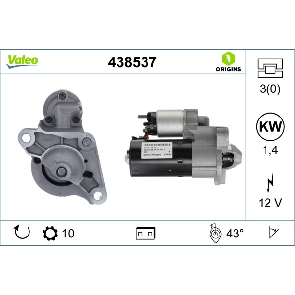 VALEO 438537 Marş Motoru Volvo 3.0 Ti Geartronic 