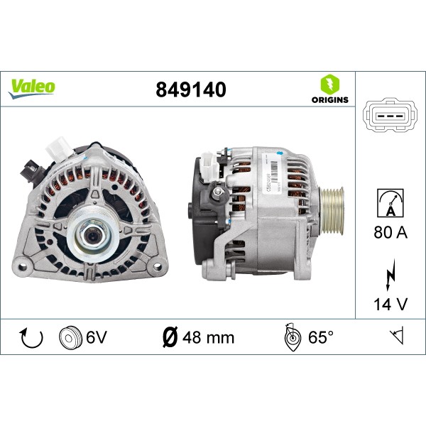 VALEO 849140 Alternatör Focus 1064384-98Ab10300Da-98Ab10300Db-98Ab10300Dd-98Ab10300Dc-1215770-107080