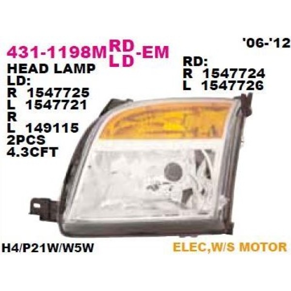 DEPO 4311198LMLDEM Ön Far Sol Ford Fusion 2006-2012 Motoru Üzerinde 