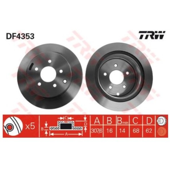 TRW DF4353 ARKA FREN AYNASI HAVALI NISSAN MURANO INFINITI 3.5 4X4 05 