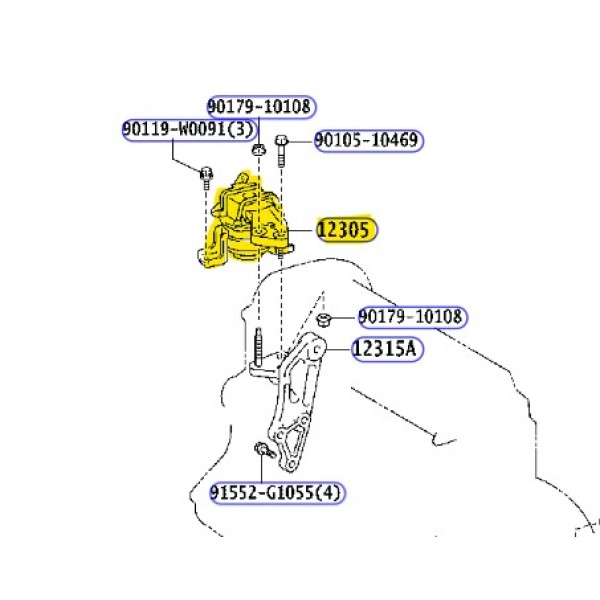 1230533060 Motor Takozu Sağ Ön Üst Corolla